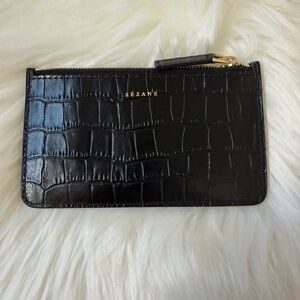 Sézane Grand Alfred Croco Cardholder in Noir